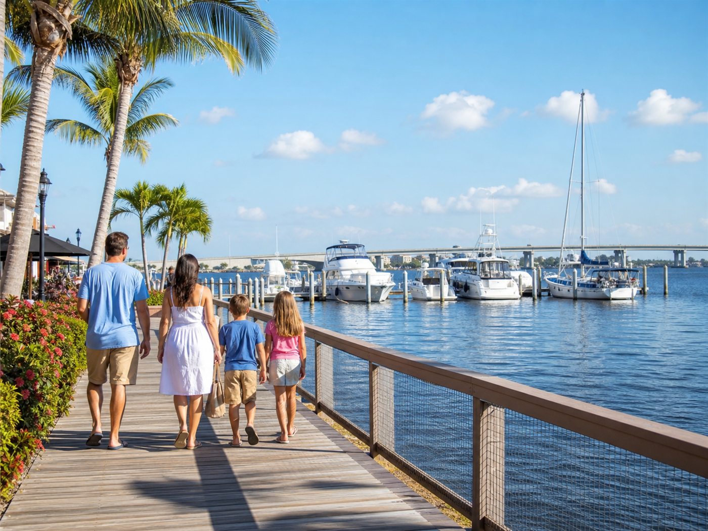 Fort Myers waterfront marina and boardwalk for things to do travel guide