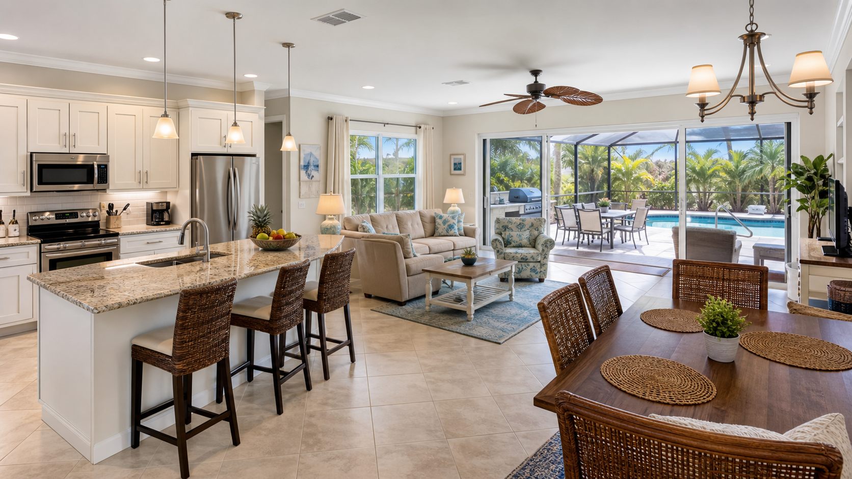Generated vacation rental kitchen and living space for Airbnb alternatives article
