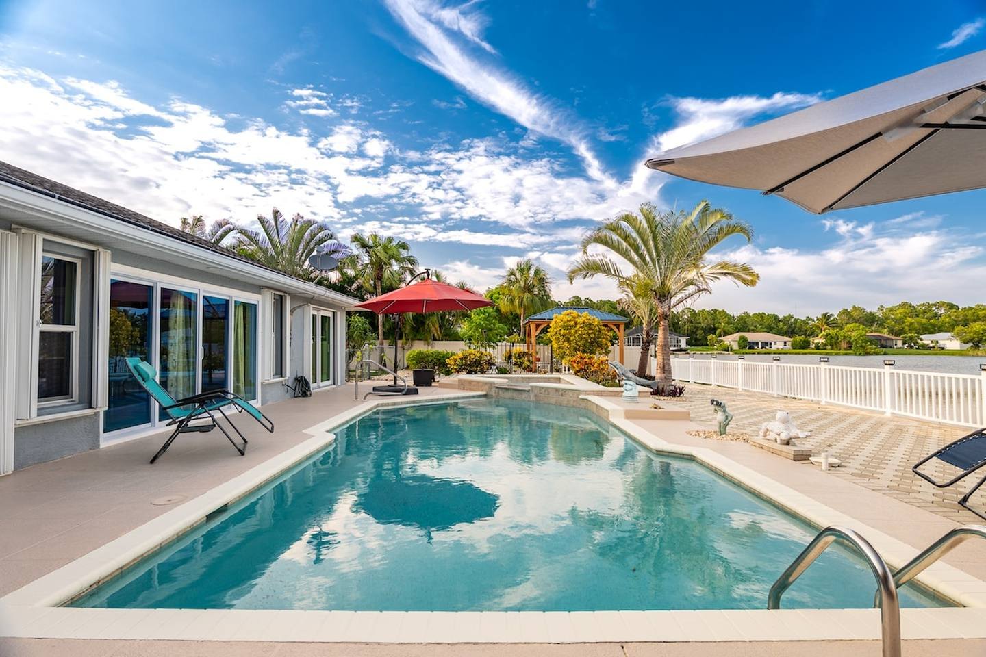 Lakefront pool and spa area close to Bonita Beach